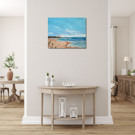 peinture du phare de la coubre, par Audrey Chal artiste peintre