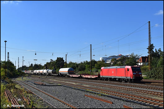185 183-1 konnte am 30.09.2025 mit Mischer in Leipzig-Wiederitzsch gesichtet werden