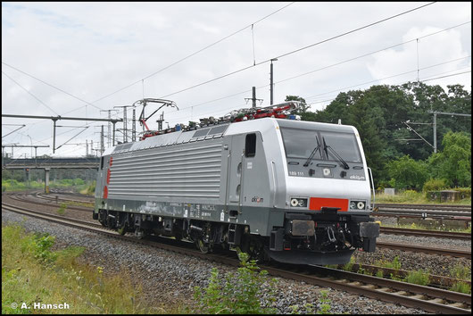 Auf Werksprobefahrt aus Dessau begegnet mir 189 111-8 am 01. August 2025 in Luth. Wittenberg Hbf.