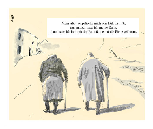 Cartoon von Mock zum Thema Häusliche Gewalt Alter Gender