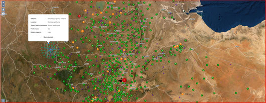 Map view of the Ethiopian Solar Electrification Portal in DACOTA
