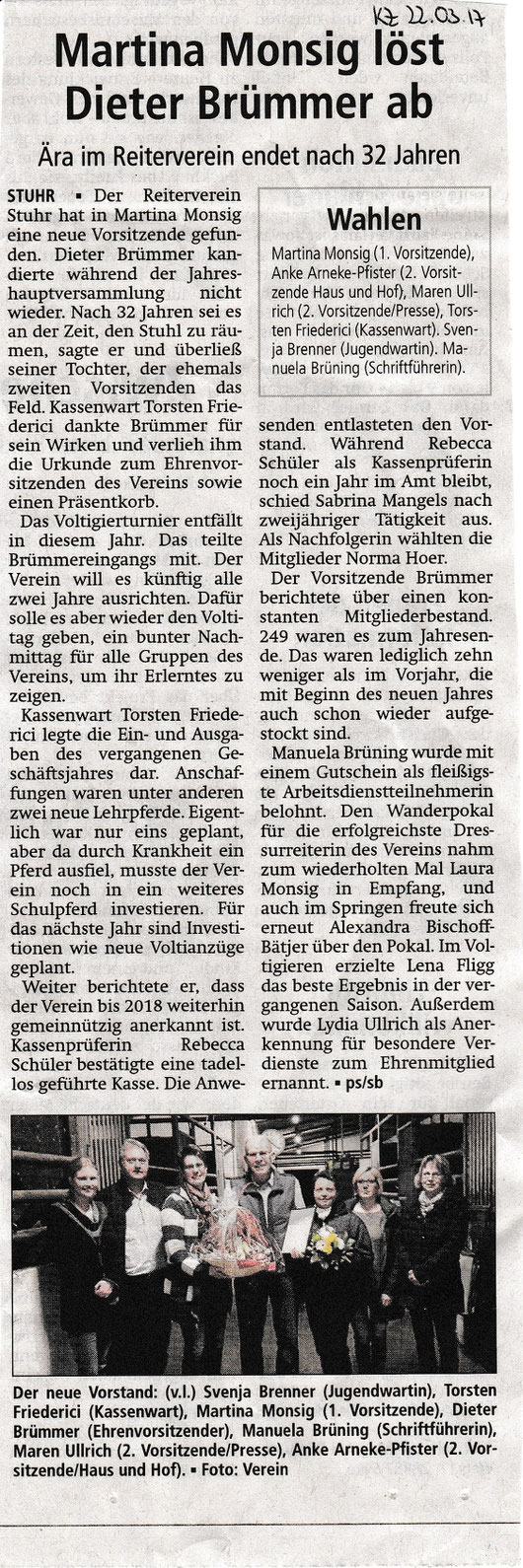 Artikel Kreiszeitung 22.03.2017