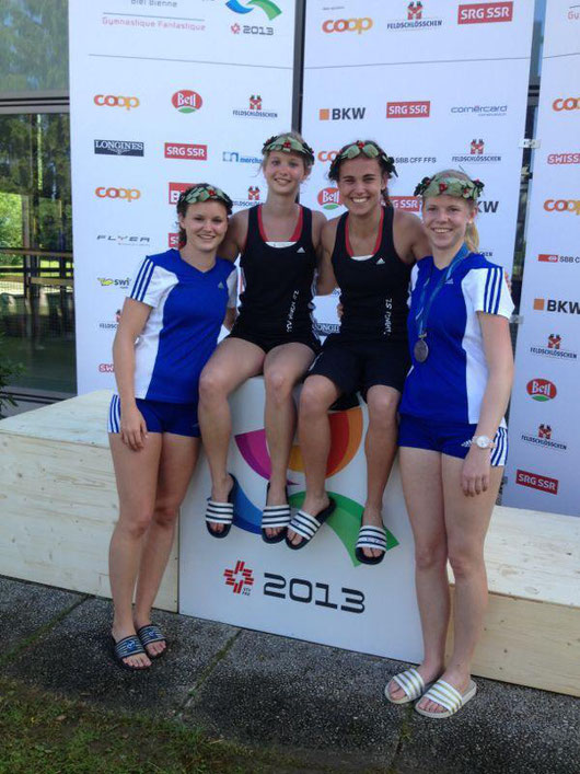 ETF 2013 Siebenkampf Kranzgewinner (von links Nicole, Daniela, Kaja, Carla)
