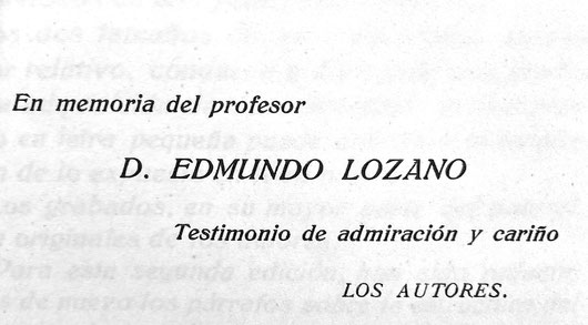 Dedicatoria inicial del «Manual de Química» de Bargalló y Martín.