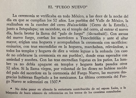 Explicación del fenómeno del «fuego nuevo» incluida por Bargalló en «La química inorgánica y el beneficio de los metales en el México Prehispánico y Colonial» (1966), donde explicita la ayuda de su mujer Luisa. 