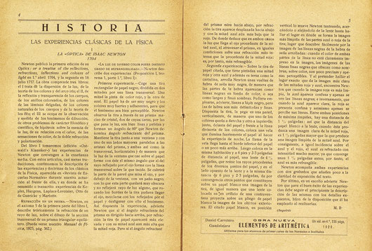 Extracto de la sección Historia del primer número de «Faraday» (enero, 1928).