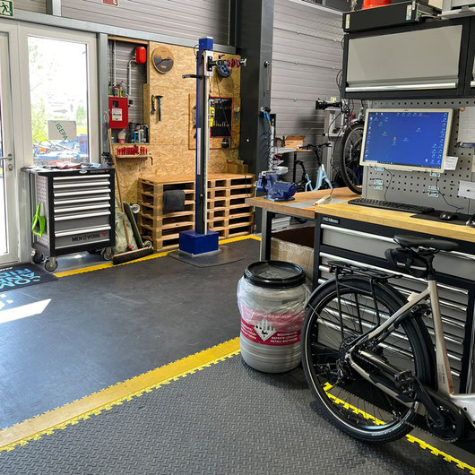 Blick in unsere Fahrradwerkstatt