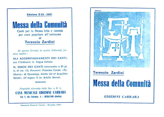 Messa della Comunità - Terenzio Zardini - Casa Musicale Edizioni Carrara - Bergamo - 1965