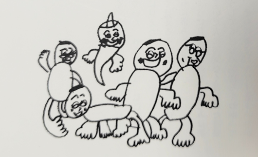 「ずっといっしょ」　大陸が３歳のときに描いた家族 ‐ 天国の晴河と大好きな弟もいっしょ