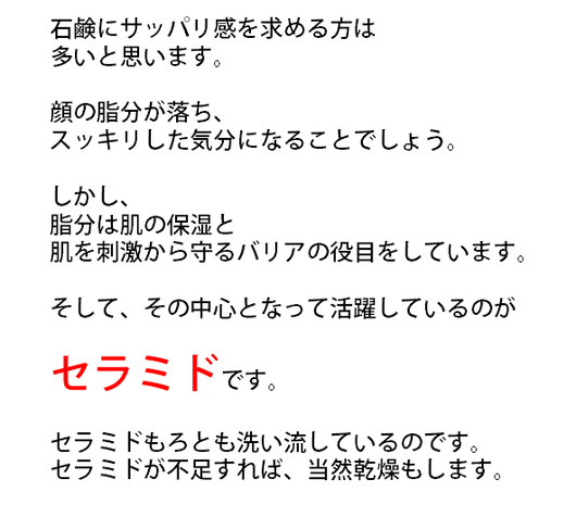 洗顔で大事なセラミドが流出！