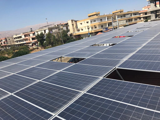 Solar panel on public building in Lebanon