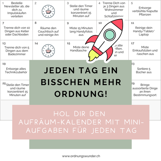 Ordnungs-Kalender für das ganze Jahr. Mehr Ordnung für eine schöneres Zuhause.