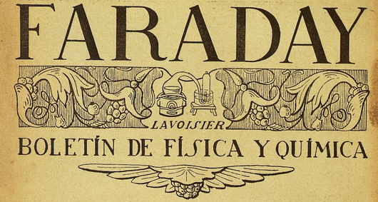 Detalle de la cabecera de «Faraday» donde puede observarse el montaje experimental de uno de los célebres experimentos realizados por el químico Antoine L. Lavoisier en el siglo XVIII. Un guiño al protagonismo de la historia de la ciencia en el boletín.