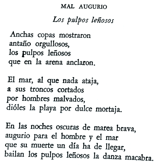 Poema «Mal augurio» (1952), por Modesto Bargalló.