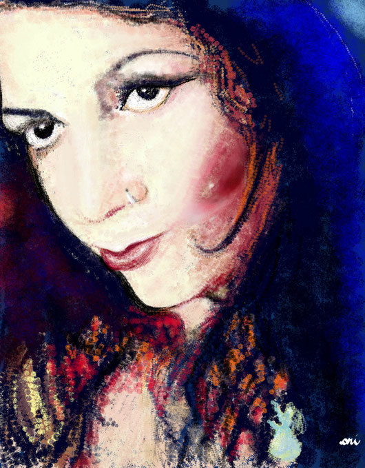 RITRATTO DI BIBIANA FERRARI - 2012 dipinto digitale. tecnica: spugne..