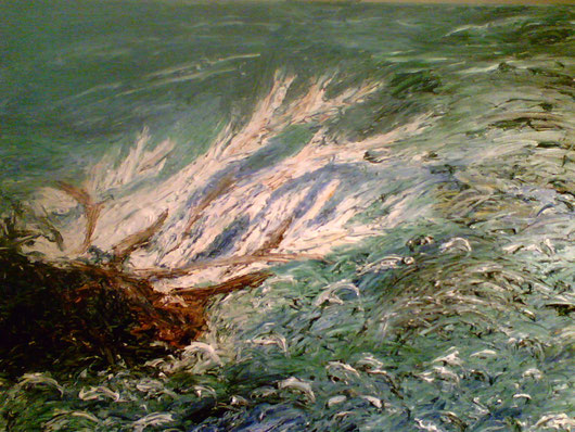 NAUFRAGIO mio primo quadro 2006 olio su legno. 25 x 30