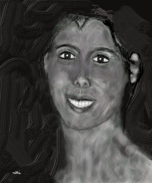 RITRATTO DI MARUA AMI - seconda stesura - dipinto digitale tecnica gessetto