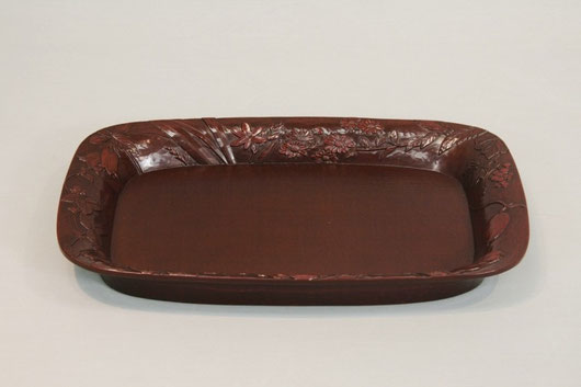 伝統工芸品 漆器 黒色彫刻模様の鎌倉彫 創作鉢 菓子器 伝統工芸品 漆器 黒色彫刻模様の鎌倉彫 創作鉢 菓子器 yoritomo