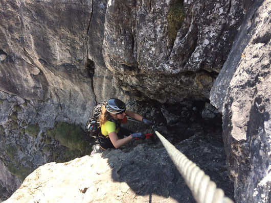 Am Zweiländer Sportklettersteig in Oberstdorf/Kleinwalsertal unterwegs