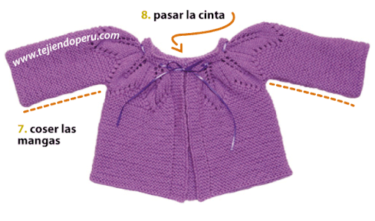 ropón o chaqueta para bebe con cuello canesú de hojas caladas