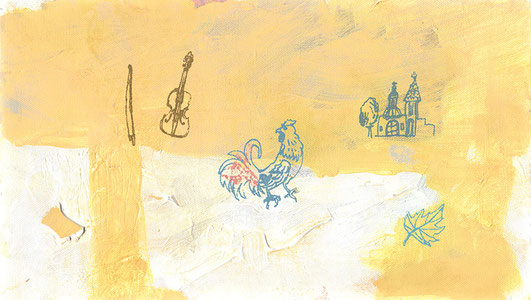 「Sarabande」333×190mm キャンバス・アクリル絵具・コラージュ