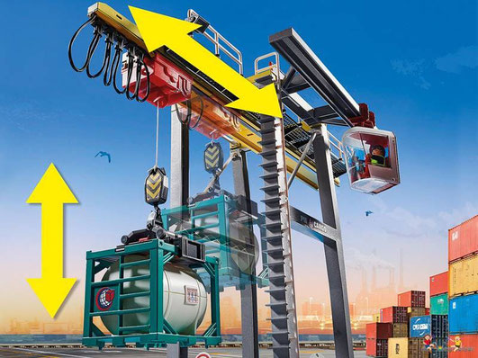 Die Besonderheiten im Playmobil Paket 70770 ist ein elektrischen Portalkran.