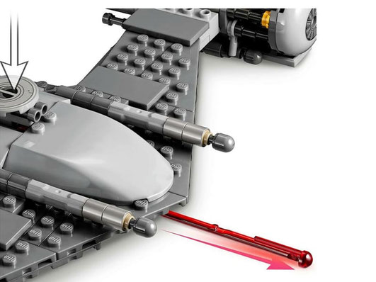 Die Besonderheiten im Lego Paket 75325 ist ein Minifigur-Cockpit, ein Frachtraum und Shooter mit Federmechanismus.