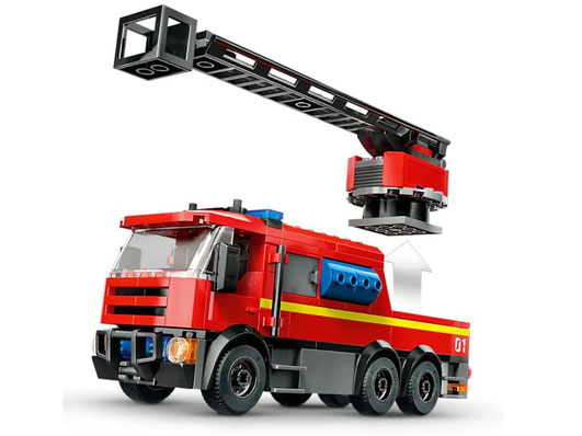 Die Besonderheiten im Lego Paket 60414 ist eine moderne Feuerwehrstation mit Drehleiterfahrzeug für die Brandbekämpfung.