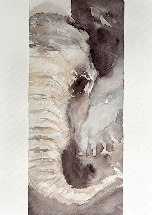 Bild des Monats April 2024: »Baba« von Ludmilla 29,7 x 13 cm Aquarell | Foto: Günter Wintgens