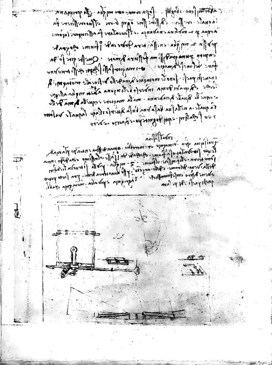 Codice Atlantico: verso del manoscritto di Leonardo da Vinci 
