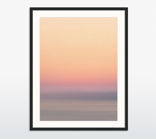 "Lake Shore" Art Print. Minimalistische Landschaft, gerahmt