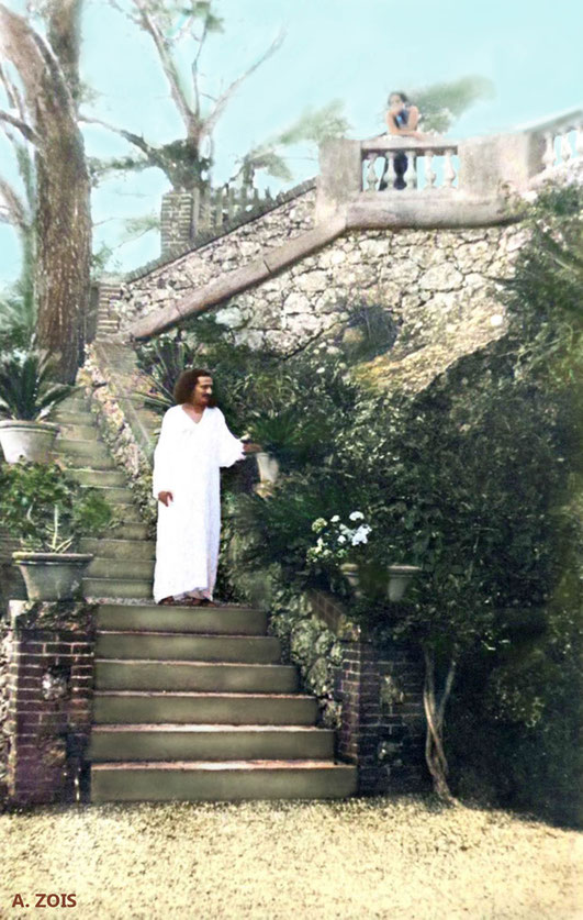 Meher Baba at the Villa Altachiara, Portofino, Italy- July 1933. Image rendition by Anthony Zois
