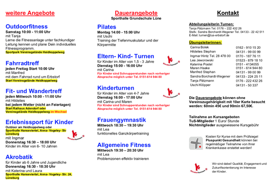 Flyer Seite 2 Fitness- und Gesundheitssport