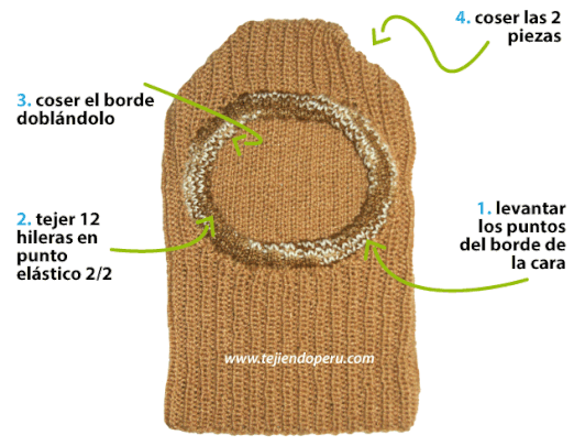 Cómo tejer una capucha con cuello en dos agujas o palitos