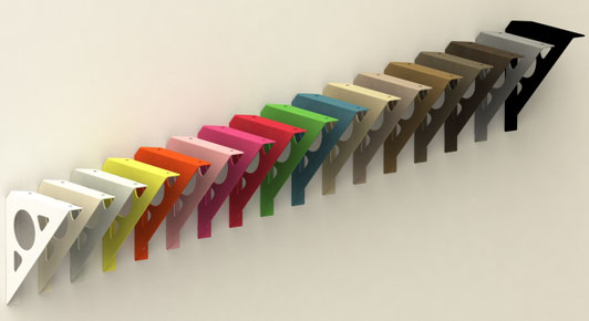 Equerre console design pour étagère murale proposée en 38 coloris