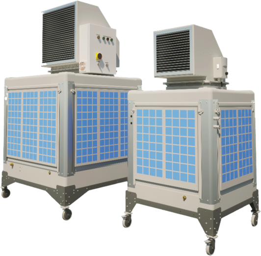 AirMex NEBULA Serie – mobile Industrie-Verdunstungskühler PREMIUM, ECO und AXIAL
