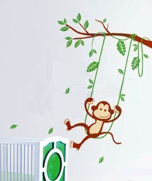 Swinging Monkey Wall DecalWall Sticker Leafy Dreams Nursery Decals