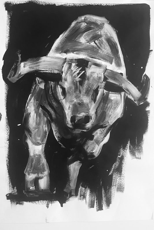 Toro 3, Gouache & Paper, 70 x100 cm, 2020