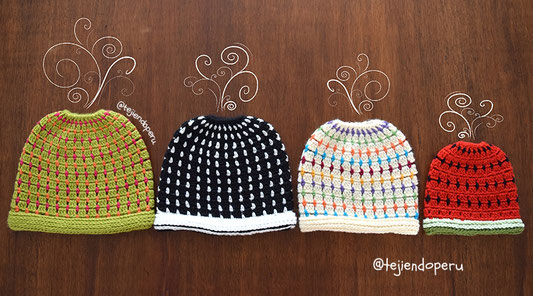 Gorros para cola de caballo o moño tejidos a crochet