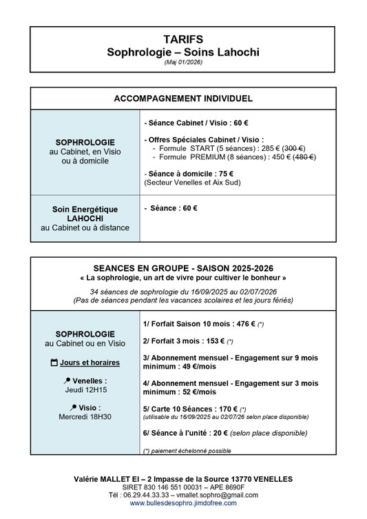 Valérie MALLET - Sophrologue & Formatrice - Praticienne soins énergétiques LAHOCHI