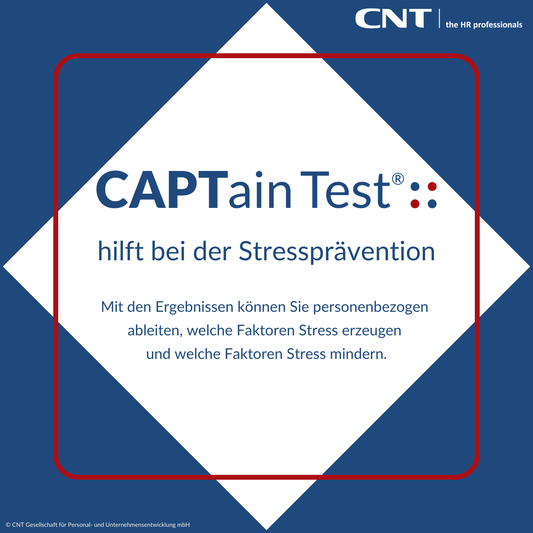 Der CAPTain Test® hilft Ihnen bei der Stressprävention. Sie können personenbezogen ableiten, welche Faktoren Stress erzeugen oder mindern.