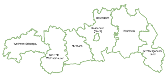Landkarte der am Projekt "Apfel-Birne-Berge" beteiligten Landkreise