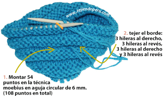 gorro en con banda en tejido moebius - moebius knitted hat