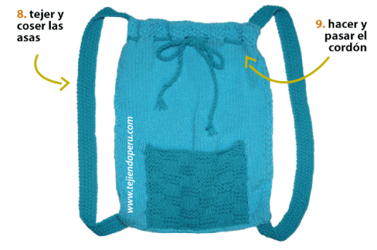Mochila tejida a dos agujas 2025
