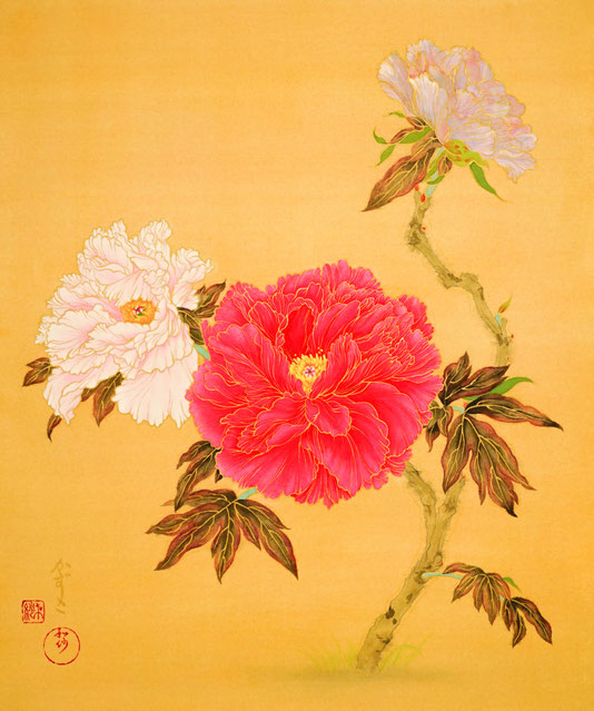 「紅白天香」日本画　F8号　税込 264,000円