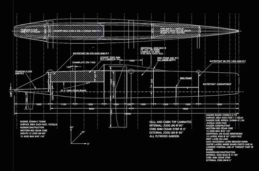 Construction plan for catamaran Mad Max