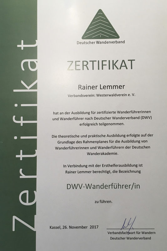 Zertifizierter anderführer Rainer Lemmer