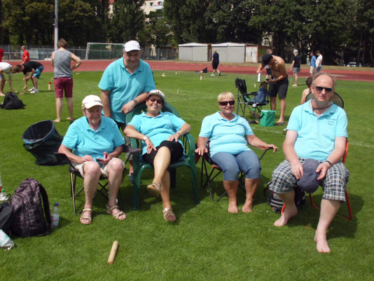 Das Kubb-EM-Team 2016: v.l. Karola, Helmut, Luzie, Steffi, Fred