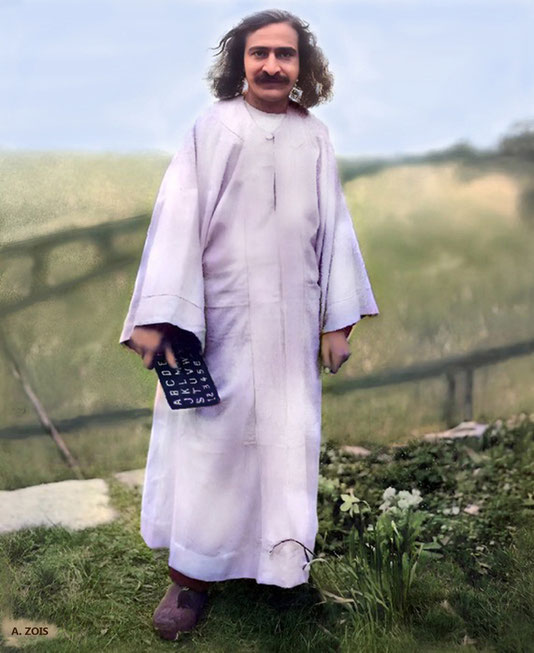 Meher Baba at East Challacombe, Devon, England. Image rendition by Anthony Zois.