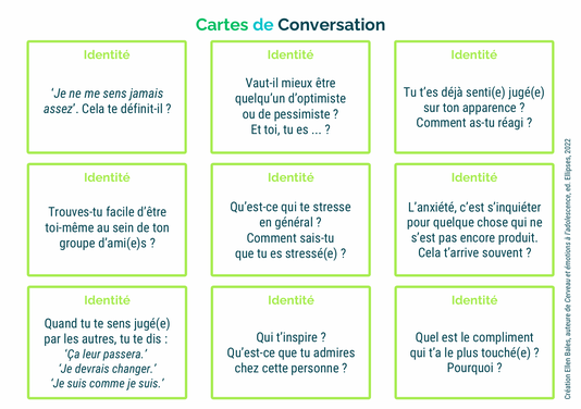 Compétences psychosociales. Empathie. CPS. Cartes de discussion. Adolescents. Discussion à visée philosophique. Philosophie pour enfants. émotions. écrans. cartes gratuites de conversation ados.